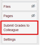 Left-hand Canvas course navigation with the Submit Grades to Colleague