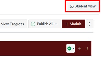 student view button on the modules page