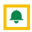 A green bell notification icon with a box around it.